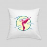 Hummingbird cushion featuring a vibrant geometric design against a pastel backdrop. Perfect for adding a pop of color to any spa